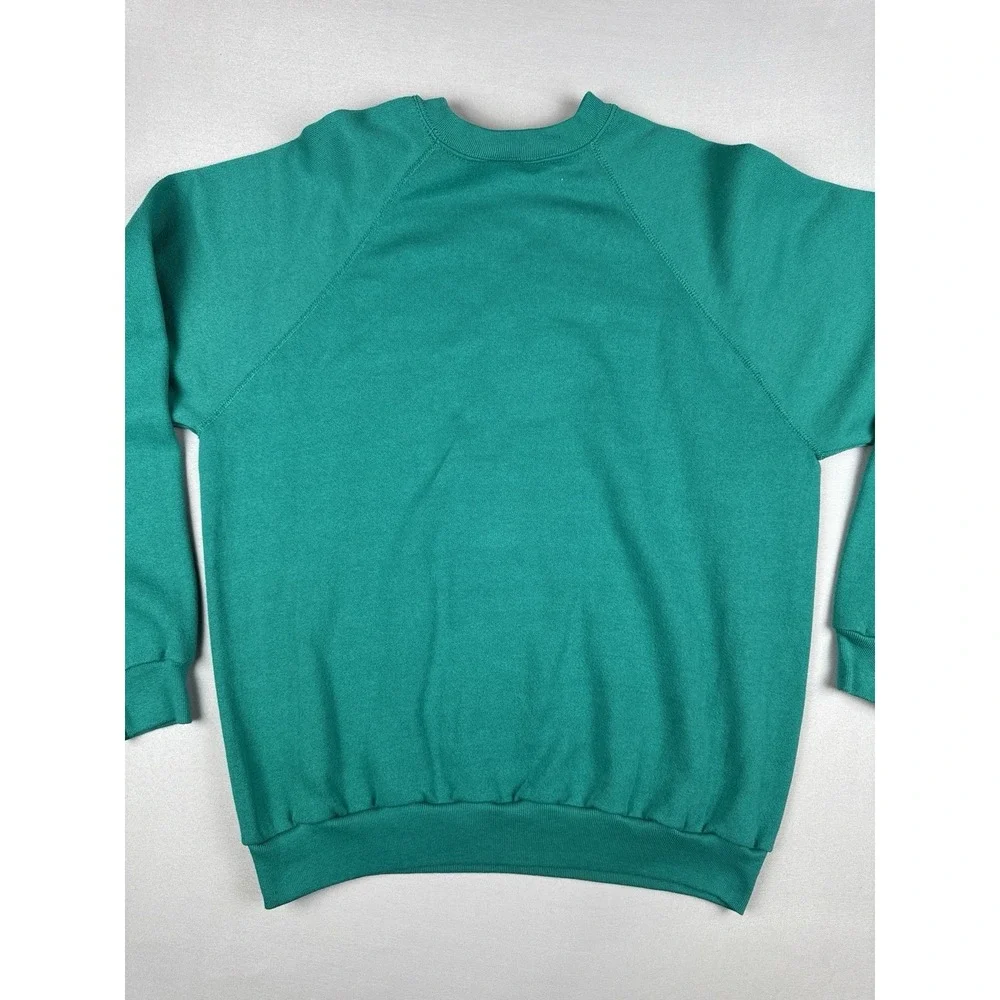 Vintage 80s Tultex Blank Raglan Crewneck Sweatshirt USA Made Green XL